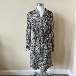 Etcetera leopard patterned shirt dress cheetah animal print 533